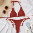 thumbnail image 4 of Ladies Solid Color Split Swimsuit Brazilian Comfortable for Fashion Strappy Swimsuit Beachwear Gather Bikini, 4 of 9