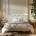 thumbnail image 3 of Linen Upholstered Headboard King/Cal King Size Latest Model Wall Mount, Bed Frame Mount, Featuring High-Density Sponge Padding, Luxury Texture Easy Assembly Comfort and Style-Ivory, 3 of 5