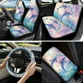 thumbnail image 2 of Jeiento Cute Dolphin Auto Seat Covers Full Set of 13 Steering Wheel Cover Seat Belt Pads Rainbow Cup Holder Center Console Cover Keychain Automobile Accessories Set Fit for Most Vehicles, 2 of 8