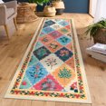 thumbnail image 2 of FairOnly 2'x6'Blossom & Grid Machine Washable Area Rug Pastoral Low Pile Non Slip Carpet for Modern Living Bedroom Decor,Multicolor, 2 of 7