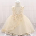 thumbnail image 2 of ZACPNCV Baby Girl Dress Sleeveless Sequins Princess Dresses Toddler Wedding Birthday Party Gown Dresses Beige 1-2 Years, 2 of 9