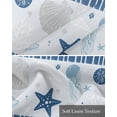 thumbnail image 6 of Coastal Starfish Linen Curtain Valance for Bedroom/Bathroom/Kitchen/Living/Dining Room Window,Nautical Retro Blue Shells Conch Coral Stripes Pocket Topper Drapes Decorative Cafe Drapery 54"x18", 6 of 6