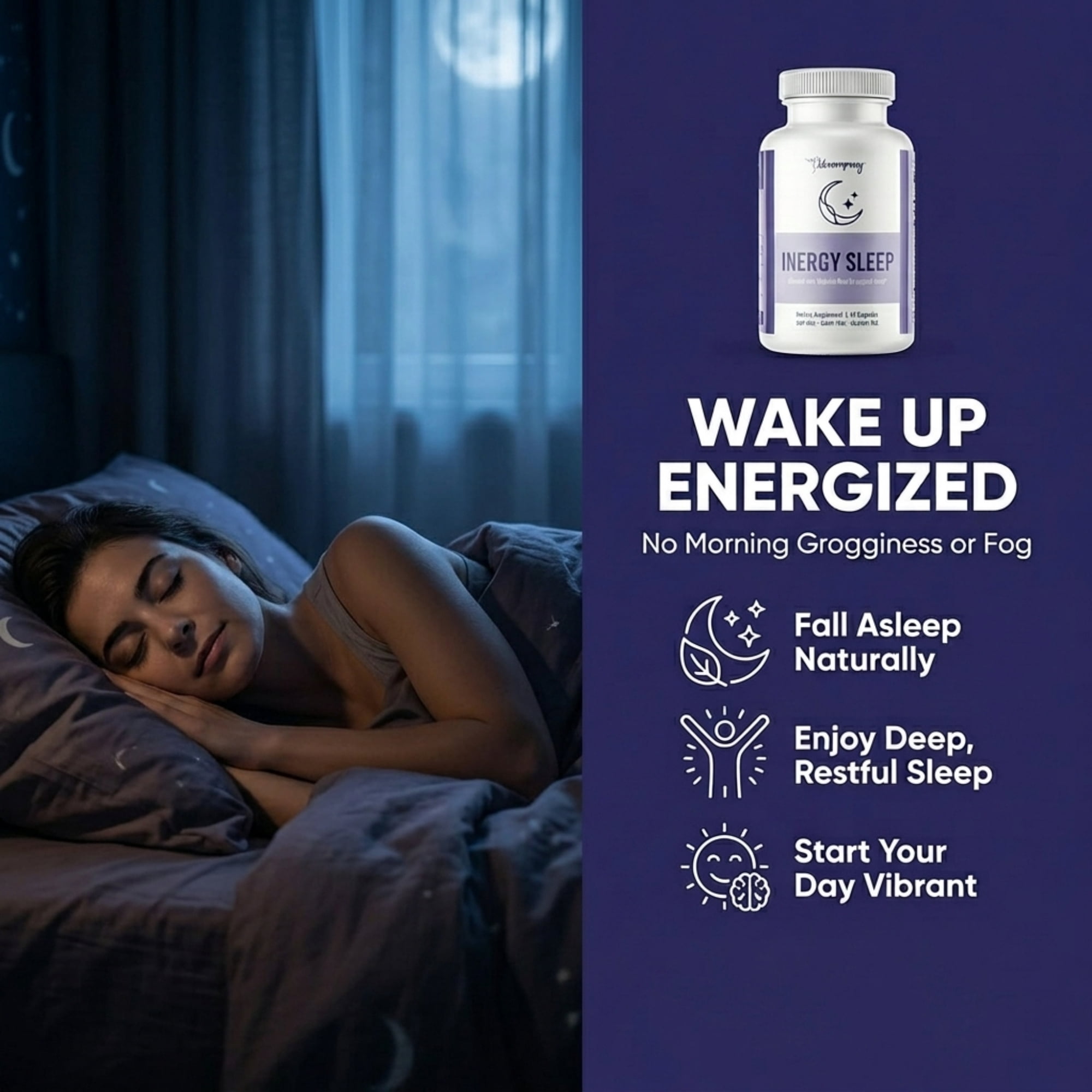 BB Company InergySLEEP Nighttime Supplement for Women – Botanical Sleep Support with Melatonin, Magnesium & GABA, 60 Ct