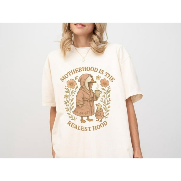 Funny Mom Shirt Silly Goose Mom, Motherhood is the Realest Hood Tee, Boho, Mom Gift, Retro Mama Shirt, Mothers Day T-Shirt