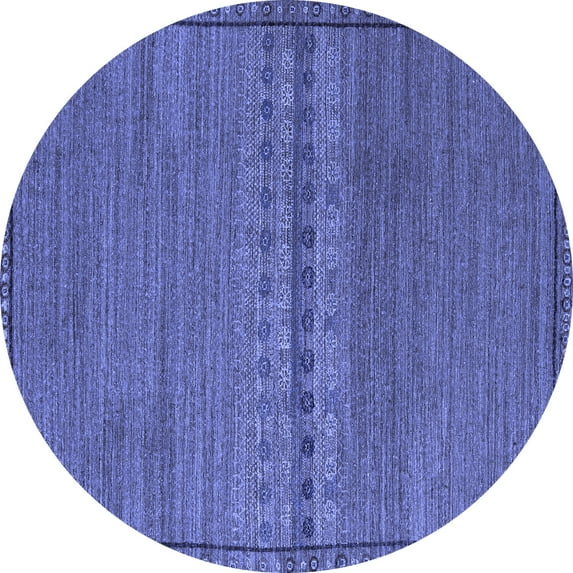 Ahgly Company Indoor Round Abstract Blue Modern Area Rugs, 6' Round