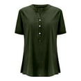 thumbnail image 4 of Lixiuxyad Summer Shirts Women's V Neck Button Down Shirt Casual Summer Tops With Side Slit, 4 of 4
