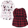 thumbnail image 2 of Luvable Friends Hudson Baby Long-Sleeve Dresses 2pk, Woodland Fawn Red, 2T, 2 of 2
