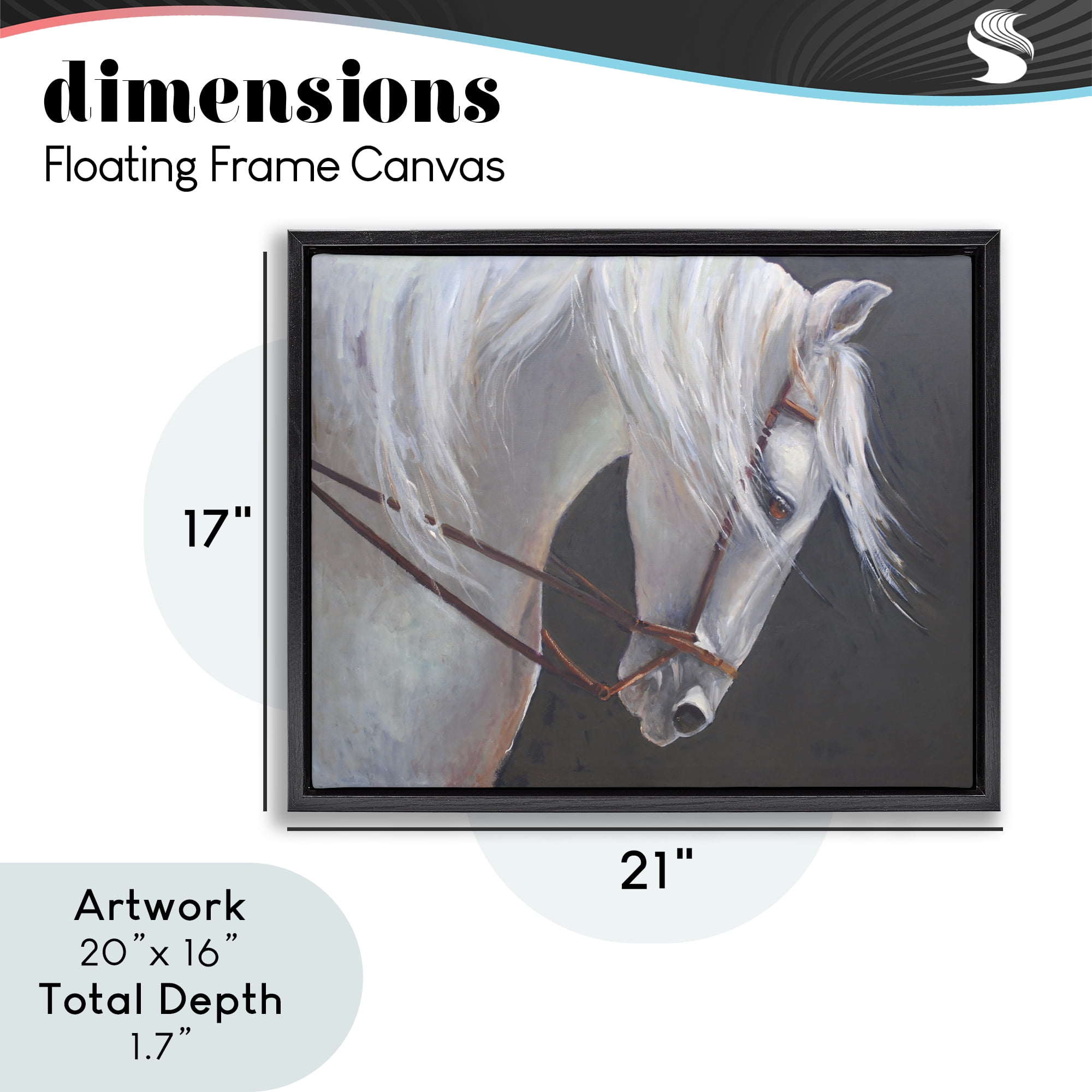 Stupell Industries Majestic White Mare Black Framed Floater Canvas Wall Art, design by Jadei Graphics
