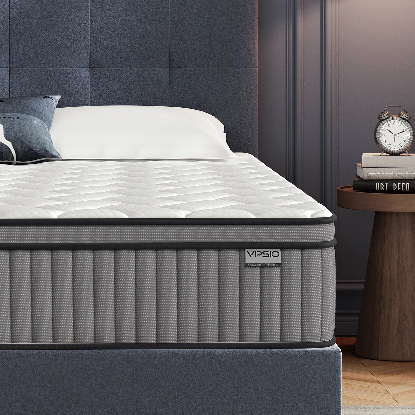 Full Size Mattress, VPSIO 10 inch Hybrid Mattress with Fiberglass Free, Memory Foam, Breathable Euro Pillow Top Mattress for Cooler Sleep Supportive & Pressure Relief, Medium Firm