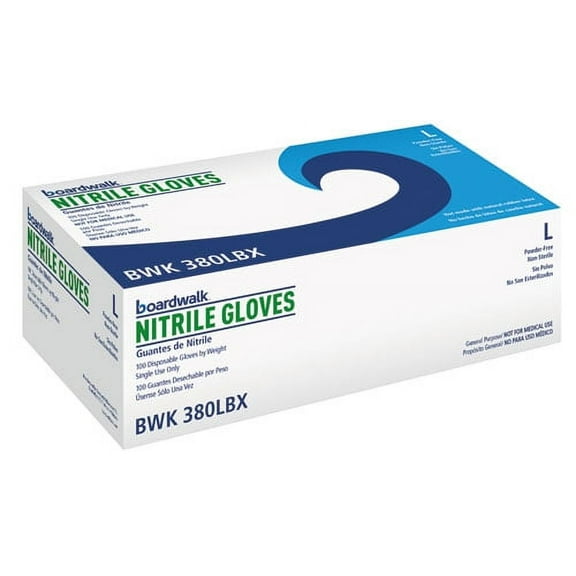 Disposable General-Purpose Nitrile Gloves, Large, Blue, 4 mil, 100/Box | Bundle of 2 Boxes
