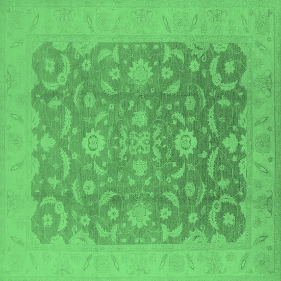 Ahgly Company Indoor Square Oriental Emerald Green Industrial Area Rugs, 6' Square