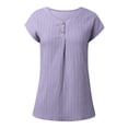 thumbnail image 4 of RMGVDSD Womens Tops Summer Sweater Women's Blouse Solid Color Button Fashion Short Sleeve Shirts Sweater Fall Outfits for Women /Purple, 4 of 8