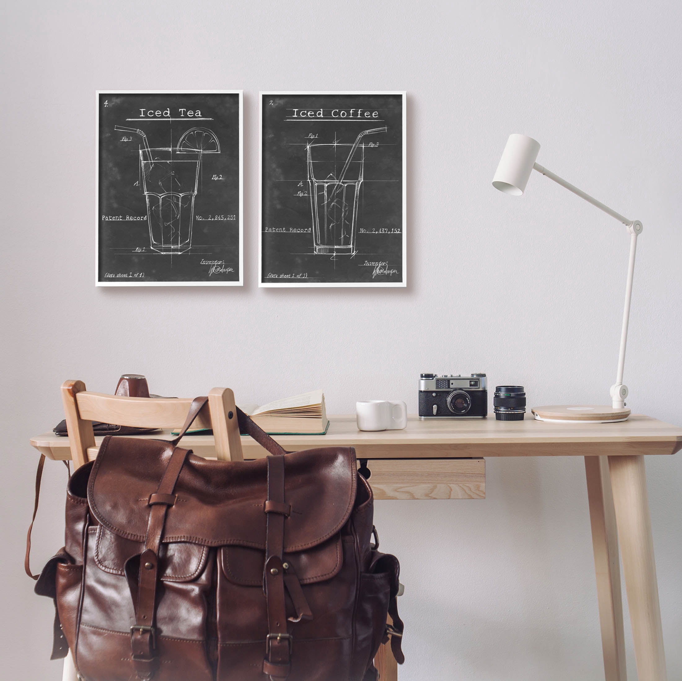 Stupell Industries Iced Coffee & Tea Diagram Graphic Art White Framed Art Print Wall Art, Set of 2, Design by Ethan Harper