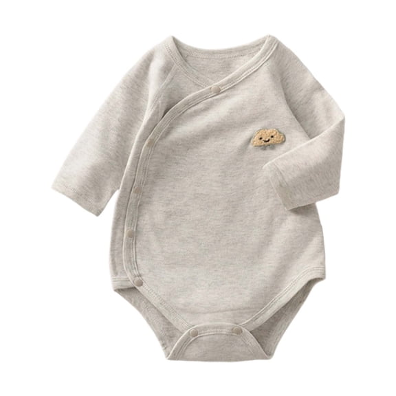 Djtdsds Baby Cloud Embroidery Side-Snap Long Sleeve Bodysuit Toddler Neutral Casual Romper Size:7-12 Months