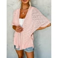 thumbnail image 7 of JGGSPWM Womens Solid Shrugs Tops Lightweight Cardigan Fall 2023 Tunic Side Split Cardigans 3/4 Sleeve Shirts Dressy Casual Outwear Pink L, 7 of 7