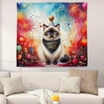 thumbnail image 2 of Hello 2025 Siamese Celebrates Happy New Year Firework Balloon Tapestry Cat Lover Kitten Owner Gifts Wall Hanging Backdrop Home Decor - 02024, 2 of 5