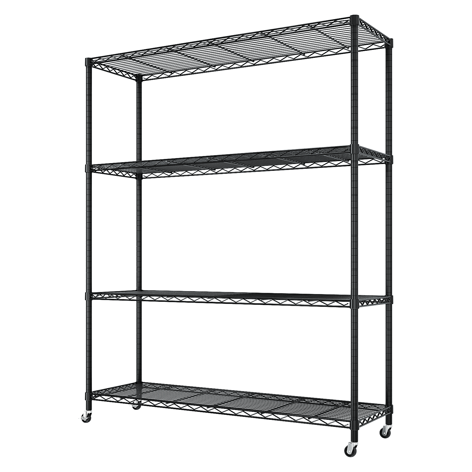 Ktaxon 4 Tier Wire Shelving with Wheels, 46"W x 17.7"D x 65"H Multifunctional Storage Rack Metal Garage Shelves Organizer, Capacity for 800lbs, Black