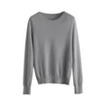 thumbnail image 5 of Women's 100 Percent Pure Wool Sweater Long Sleeve Pullover Crew Neck Tops for Woman Dark Gray S, 5 of 9