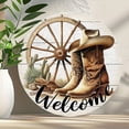thumbnail image 4 of Farmhouses Welcome Sign Wooden Doorplate Vintage Leather Boots Home Wall Decoration Wooden Pendant, 4 of 6