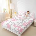 thumbnail image 4 of Manfei Pixel Geometric Twin Sheet Sets,Modern Abstract Geometric Twin Fitted Sheet,Pink Gray White Flat Sheet For Girls,Breathable Home Decor,3pcs, 4 of 7