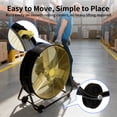 thumbnail image 4 of Industrial Drum Fan 36", High Velocity, 13600 CFM, 3-Speed, Heavy Duty Metal Fan for Commercial, Factory(Black+Yellow2), 4 of 7