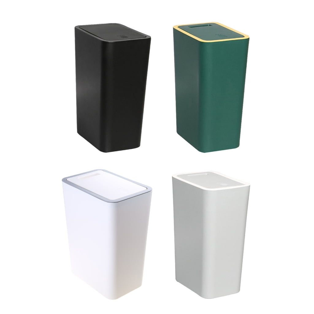 WINDLAND Push Lid Sealed Trash Can, Large Waste Basket Garbage Bin for Kitchen, Bathroom, Desk Side Disposal