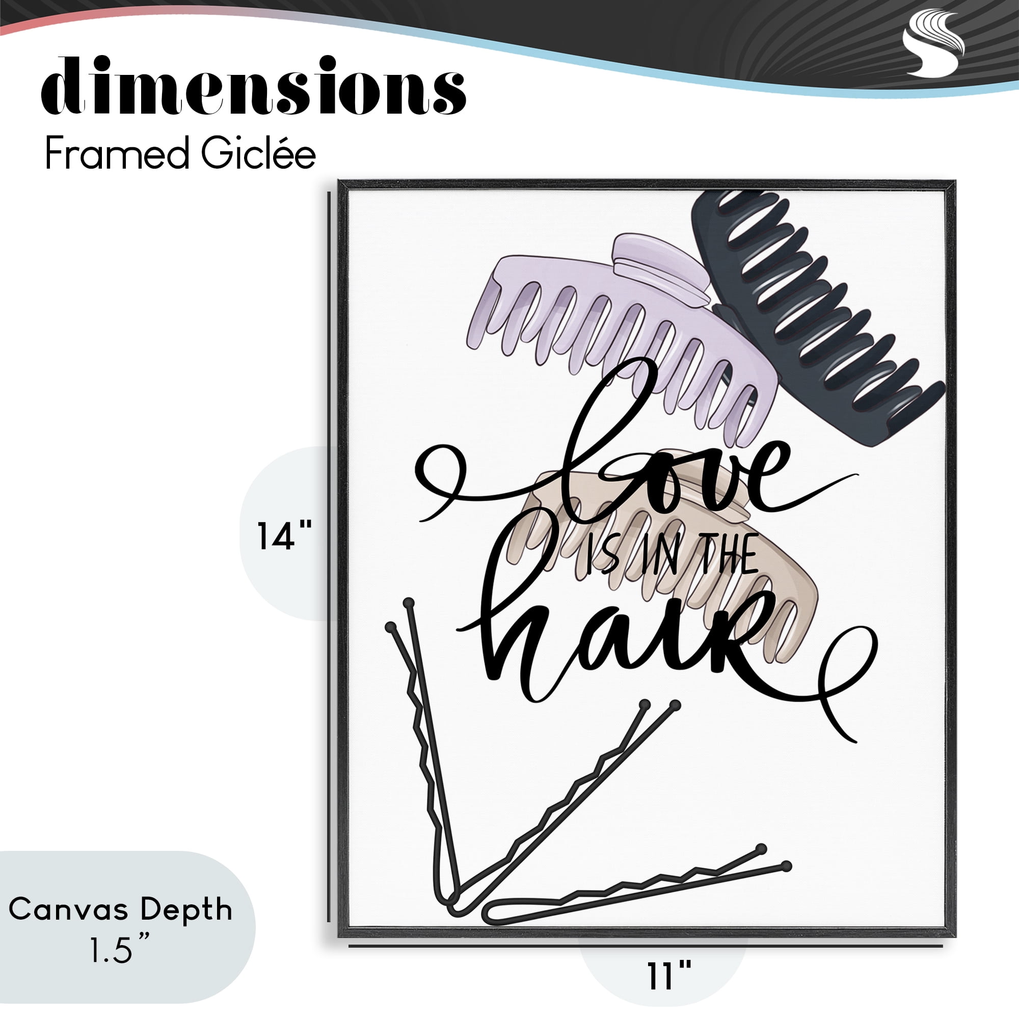 Stupell Industries Love Is In The Hair Black Framed Giclee Art, design by Jesse Keith