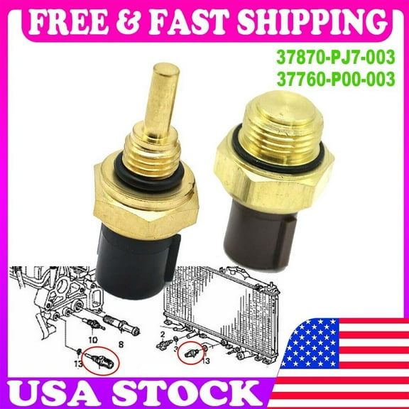 OEM Set of 2 Cooling Fan Switch Coolant Temp Sensor For Honda Accord CR-V Civic