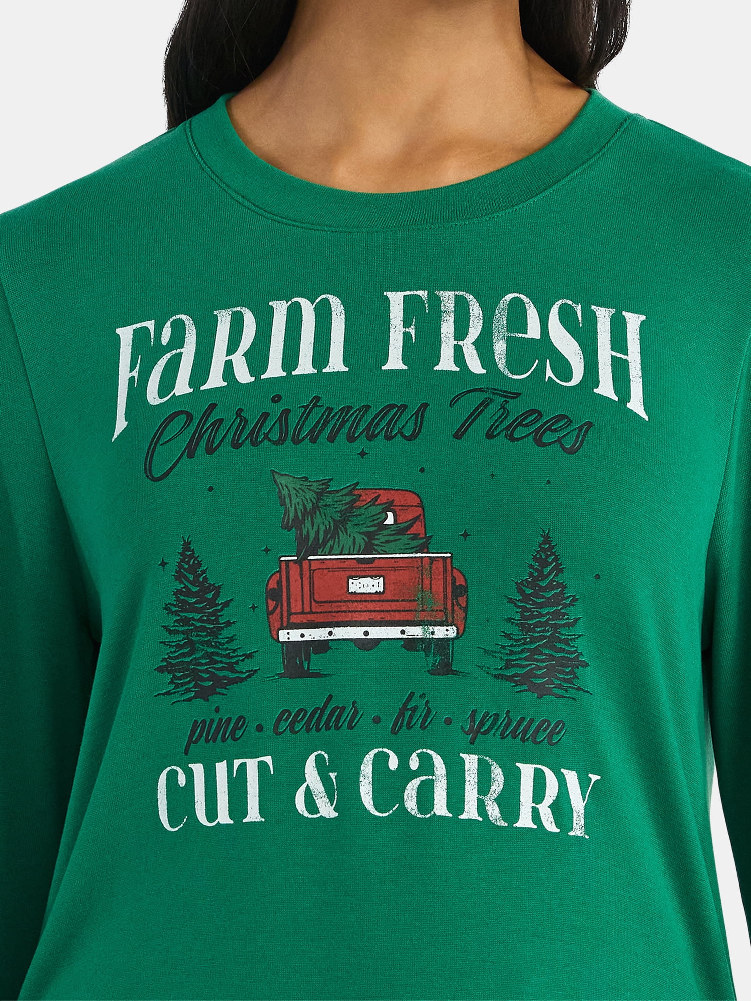 Women's Christmas Cut & Carry Crewneck Hacci Top from Holiday Time, Sizes S-XXXL