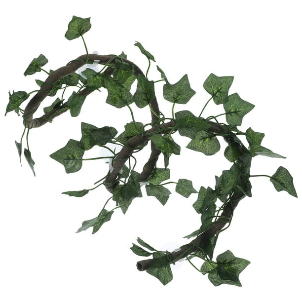 Decoración de hábitat para mascotas: hojas de hiedra artificial con ventosas y hojas de hiedra para lagartos, ranas, serpientes y más reptiles (verde).