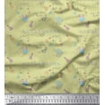 thumbnail image 1 of Soimoi Beige Velvet Fabric Text & Bird Kids Printed Fabric 1 Yard 58 Inch Wide, 1 of 3