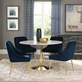 thumbnail image 6 of Miekor Furniture Raleigh White and Brass Pedestal Dining Table MK0715, 6 of 6