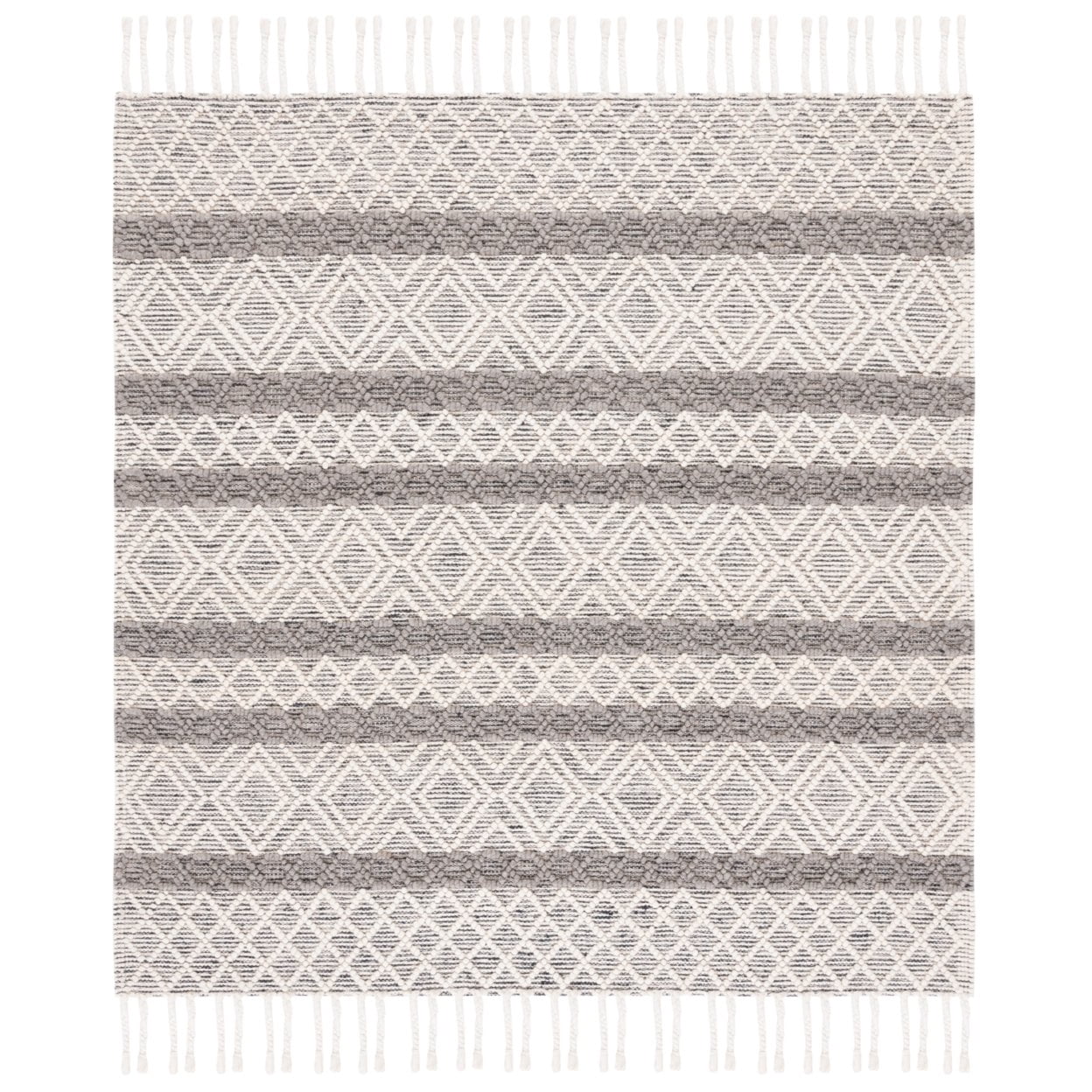 SAFAVIEH Natura Russell Geometric Striped Area Rug, Ivory/Charcoal, 3' x 5'