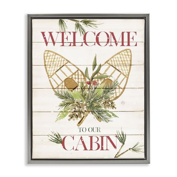 Stupell Industries Farmhouse Rustic Cabin Welcome Gray Floating Frame Canvas Art, 17 x 21, by Deane Beesley