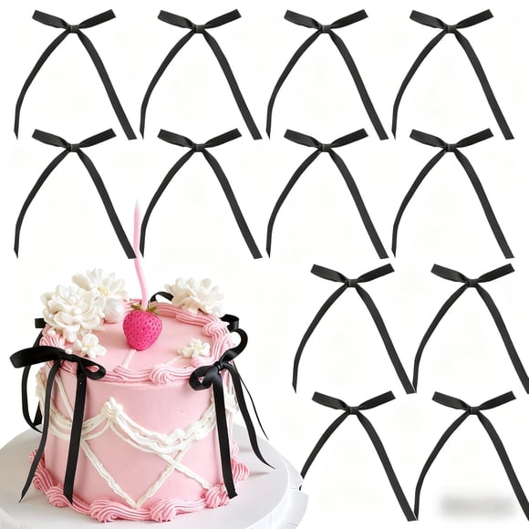 Cake Toppers BAISUYANG 20 piezas lazos negros de cinta