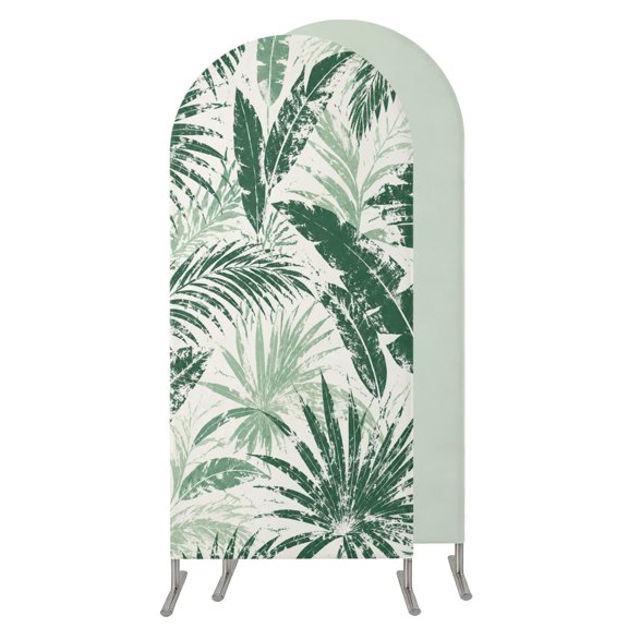 4FT Arch Backdrop Covers, Green Leaves Wedding Arch Cover Stretchy, Summer Botanical Tropical Watercolor Chiara Arches Backdrop Stand Covers for Birthday Baby Shower Party Banquet Decor