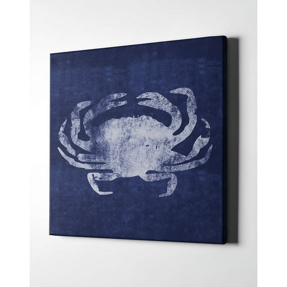 Epic Graffiti "Indigo Crab" by Linda Woods, Giclee Canvas Wall Art 18"x18"