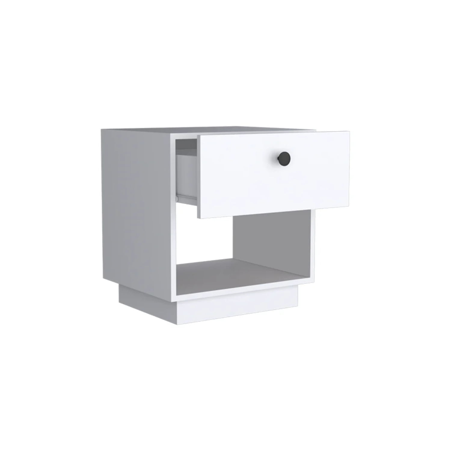 HomeRoots 526155 19.69 x 18.5 x 15.75 in. White 1-Drawer Faux Wood Nightstand