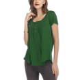thumbnail image 2 of Innerwin T-Shirt Couleur Unie Hauts pour Femmes Été Manches Courtes Mode Vert 3TG, 2 of 4