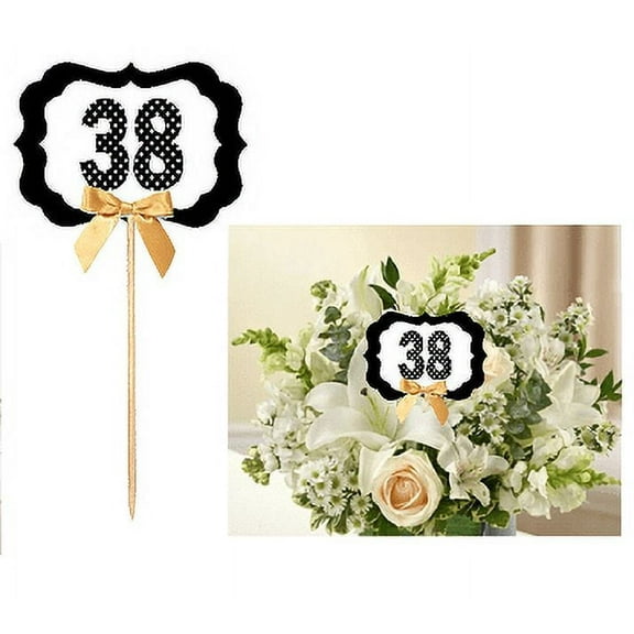38th Birthday / Anniversary Table Decoration Party Centerpiece Pick - Set of 6