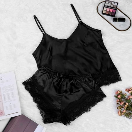 

Simplmasygenix Women s Lingerie Lace Sexy Clearance Women Lace Satin Bra Camisole Sling Tops Shorts Pajamas Two Piece Set