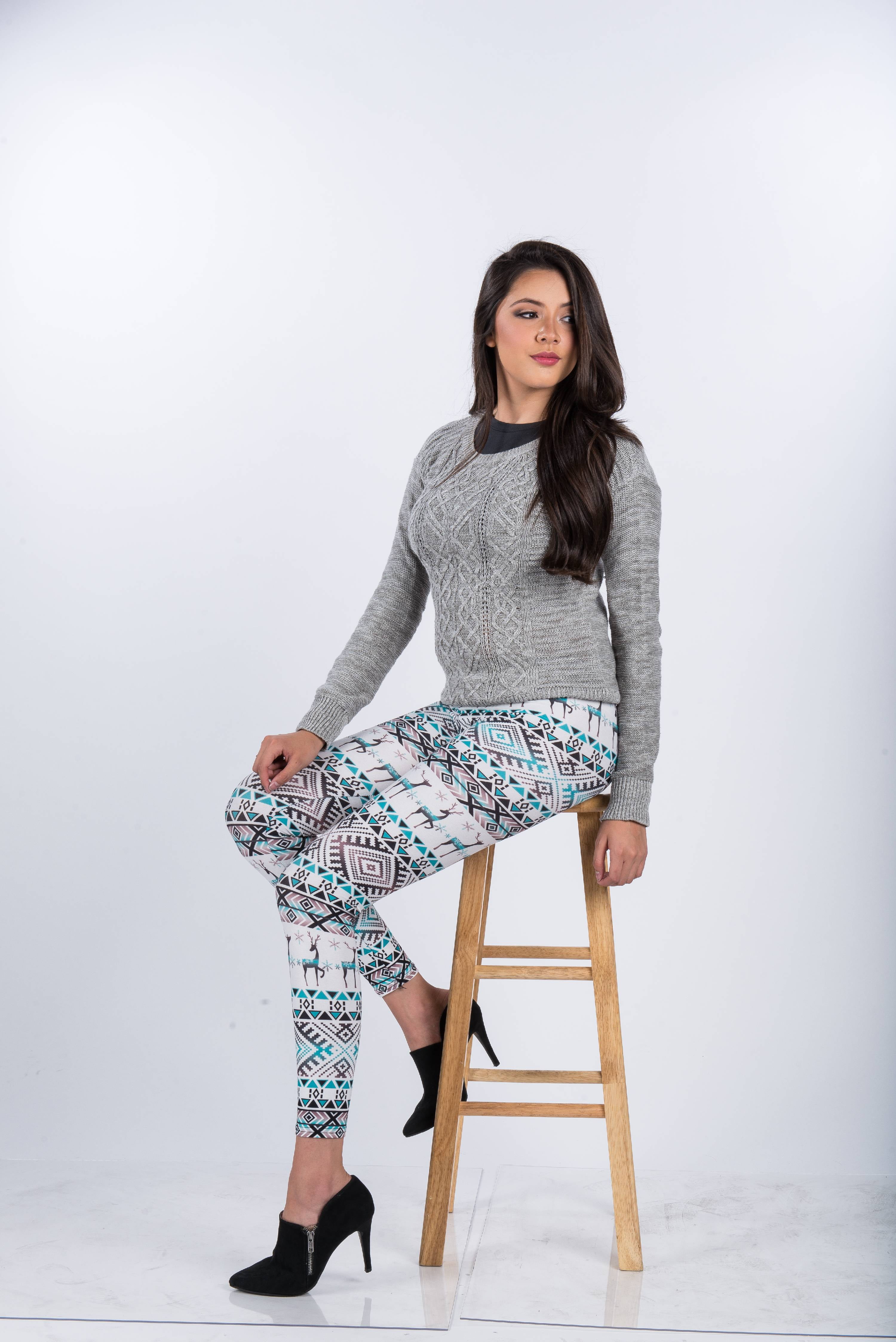 Women's Holiday Fashion Print Mid-Waist Full Length Yoga Leggings