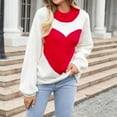 thumbnail image 2 of Lovskoo Sweaters for Women Trendy Comfortable Printing Long Sleeve Round Neck Sweater Top Red, 2 of 8