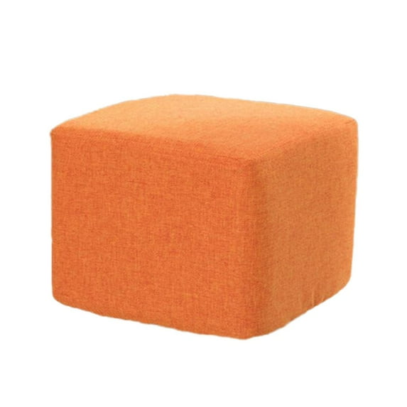 Cotton Stool Cover, Footstool Ottoman Rest Padded Seat Replacement Covers Orange-28x28x18cm
