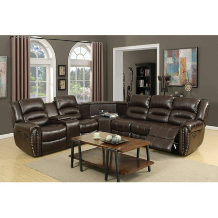 Leonel Signature Amelia Leather Air Motion Sectional with USB Ports, Multiple