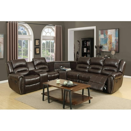 Leonel Signature Amelia Leather Air Motion Sectional with USB Ports, Multiple Colors