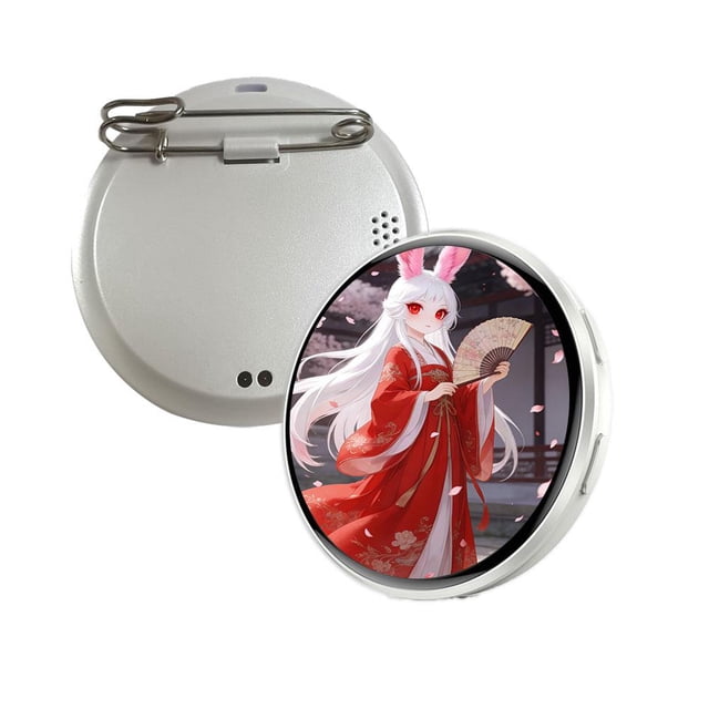 Circular Electronic Badge with 1.97-inch Display & Bluetooth 6.0, Upload Images, GIFs, and Video Clips from Phone, Personalizable Wearable Accessory for Daily Use