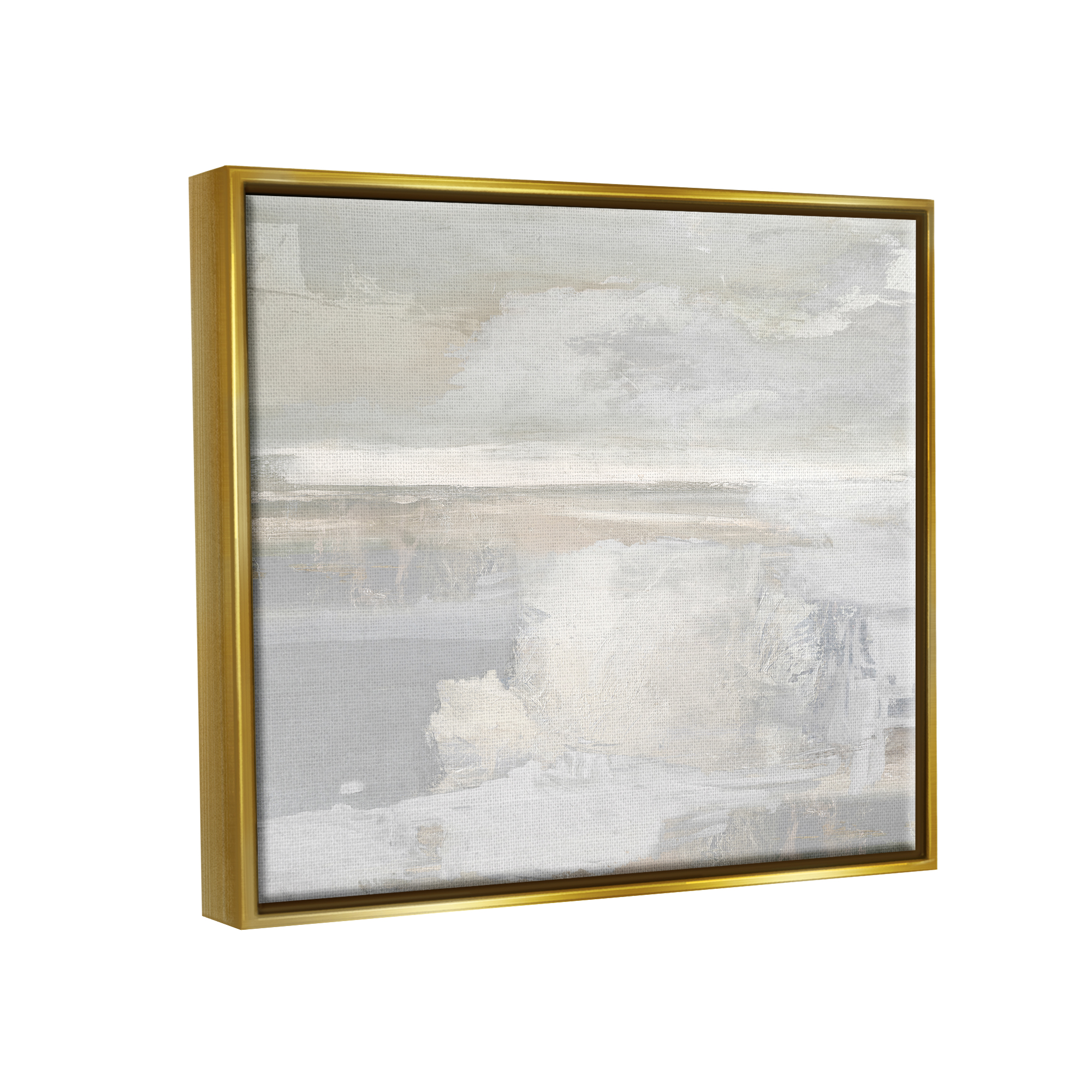 Stupell Industries Modern Grey Scenery Abstract Painting Gold Floater Framed Canvas Art Print Wall Art, 21 x 17
