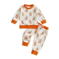 thumbnail image 2 of ZHOGXU Toddler Kids Girls Boys Outfit Long Sleeve Round Neck Easter Bunny Print Top And Pants Comfortable Cute Two Piece Sets For Casual Daily Wear,Orange,12-18 Months, 2 of 7