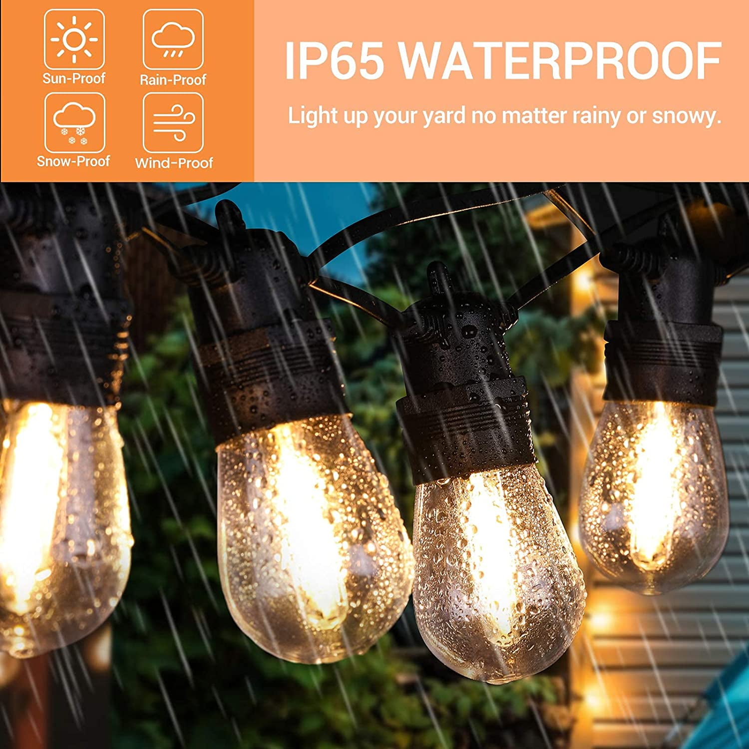 alitade S14 LED Outdoor String Lights, Shatterproof IP65 27Ft (Maximum  918Ft) for Patio Lights Outdoor Waterproof, Outside Lights for Outdoor